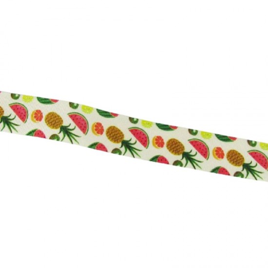 Çeşitli Meyveler Resimli Grogren Kurdela 2.5 Cm-1 Metre Çeşitli Meyveler Resimli Grogren Kurdela 2.5 Cm-1 Metre