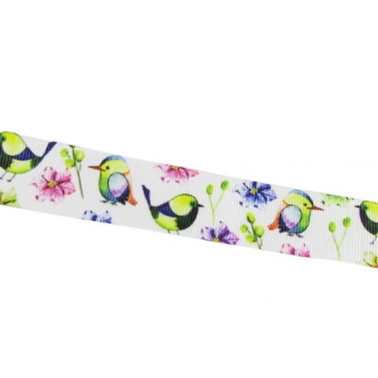 Minik Kuşlar Resimli Grogren Kurdela 2.5 Cm-1 Metre