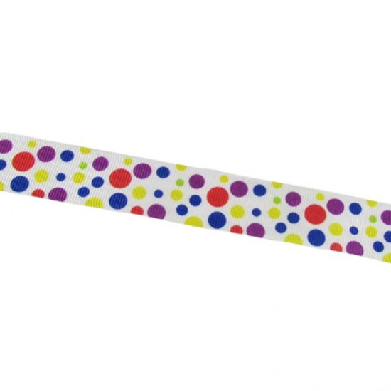 Rengarenk Puantiye Resimli Grogren Kurdela 2.5 Cm-1 Metre