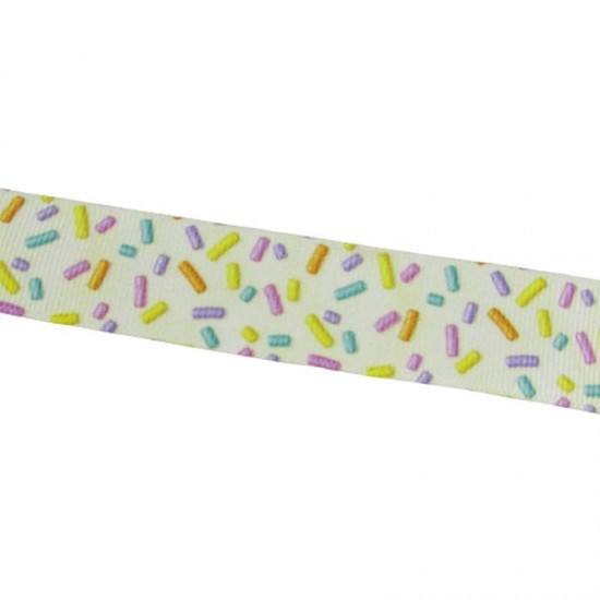 Şekerleme Desenli Sarı Grogren Kurdela 2.5 Cm-1 Metre