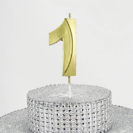 1 Bir Rakamlı Gold (Altın) Mum 6.5 Cm