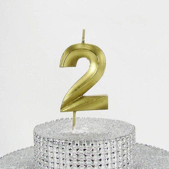 2 İki Rakamlı Gold (Altın) Mum 6.5 Cm