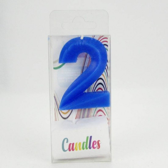 2 İki Rakamlı Mavi Mum 6.5 Cm