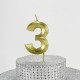 3 Üç Rakamlı Gold (Altın) Mum 6.5 Cm