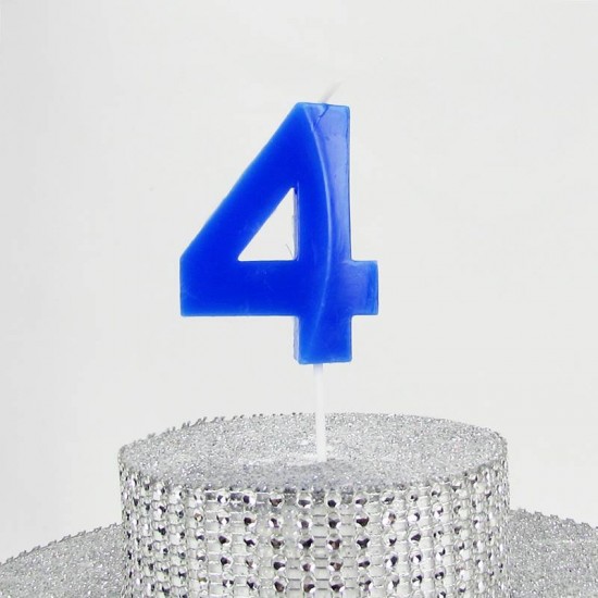 4 Dört Rakamlı Mavi Mum 6.5 Cm