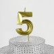 5 Beş Rakamlı Gold (Altın) Mum 6.5 Cm