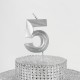 5 Beş Rakamlı Gümüş Gri Mum 6.5 Cm