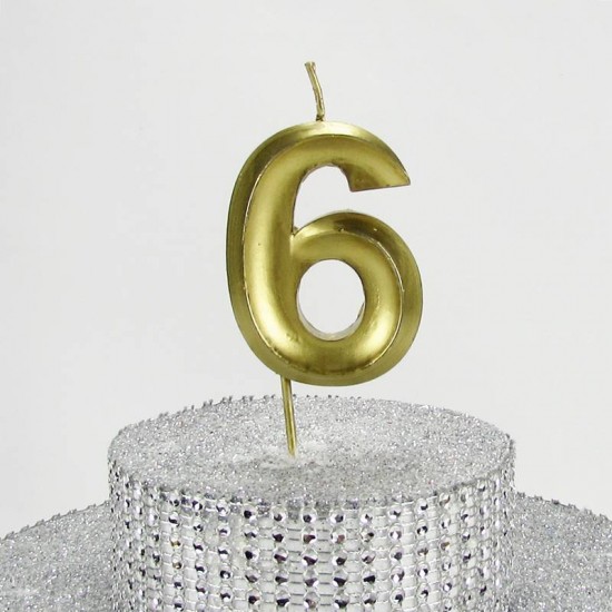 6 Altı Rakamlı Gold (Altın) Mum 6.5 Cm