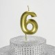 6 Altı Rakamlı Gold (Altın) Mum 6.5 Cm