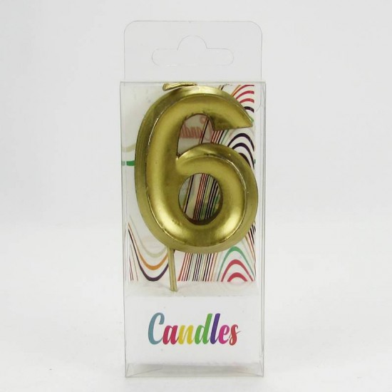 6 Altı Rakamlı Gold (Altın) Mum 6.5 Cm