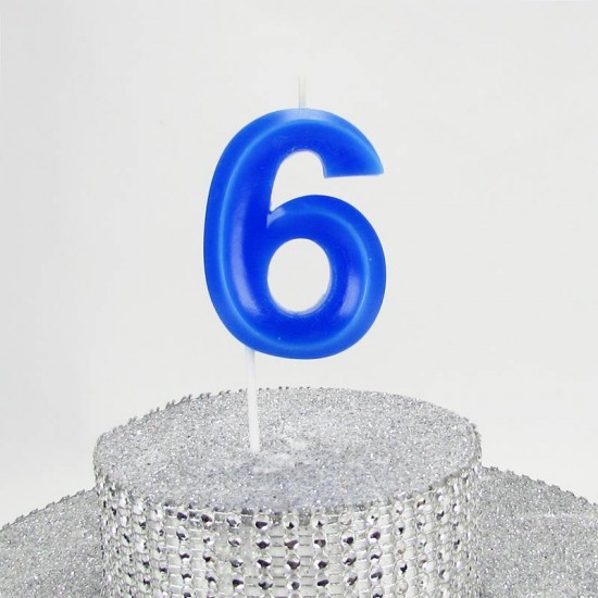 6 Altı Rakamlı Mavi Mum 6.5 Cm