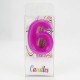 6 Altı Rakamlı Pembe Mum 6.5 Cm