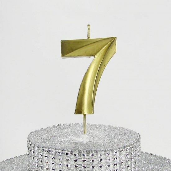 7 Yedi Rakamlı Gold (Altın) Mum 6.5 Cm
