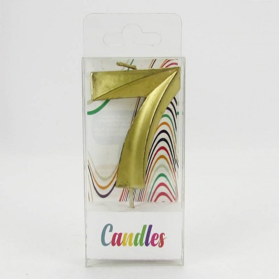 7 Yedi Rakamlı Gold (Altın) Mum 6.5 Cm