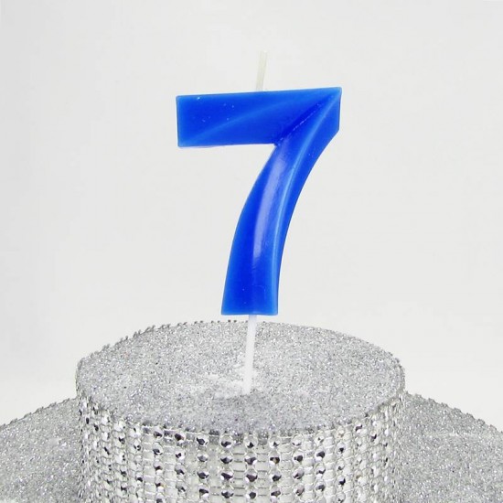 7 Yedi Rakamlı Mavi Mum 6.5 Cm