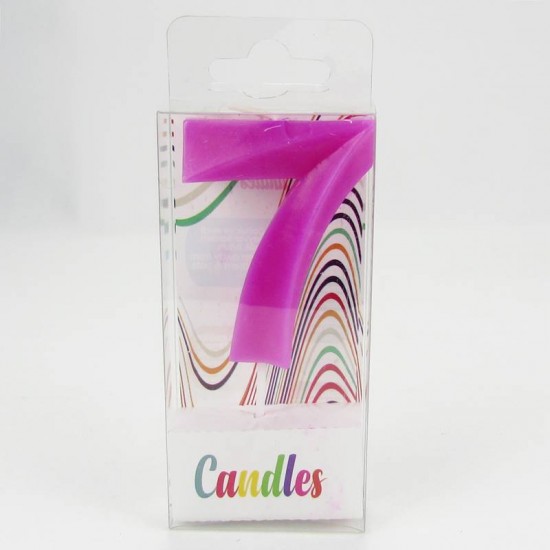 7 Yedi Rakamlı Pembe Mum 6.5 Cm