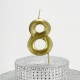 8 Sekiz Rakamlı Gold (Altın) Mum 6.5 Cm