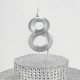 8 Sekiz Rakamlı Gümüş Gri Mum 6.5 Cm