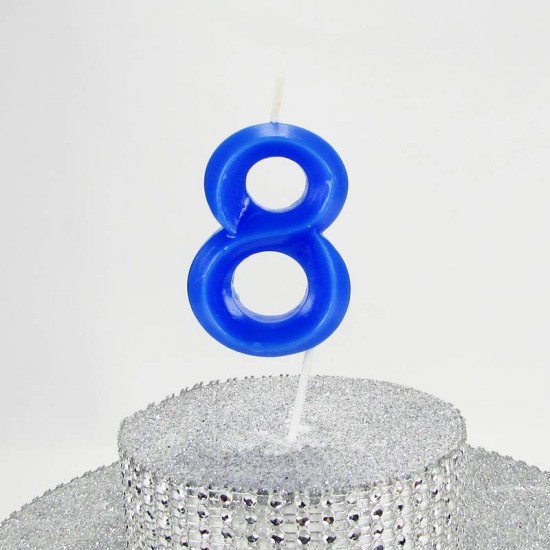 8 Sekiz Rakamlı Mavi Mum 6.5 Cm