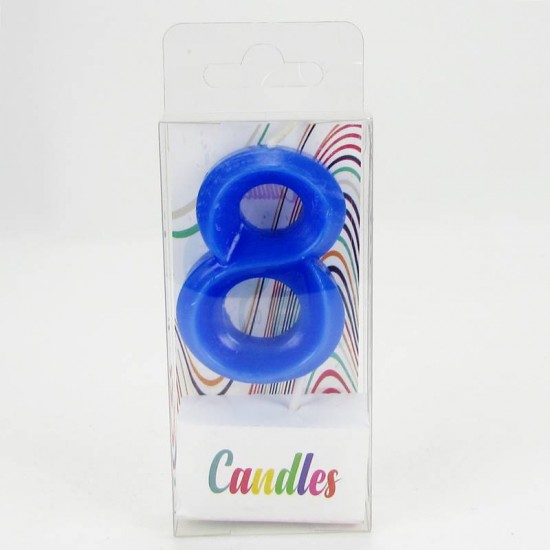 8 Sekiz Rakamlı Mavi Mum 6.5 Cm