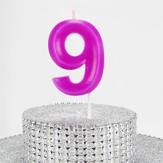 9 Dokuz Rakamlı Pembe Mum 6.5 Cm
