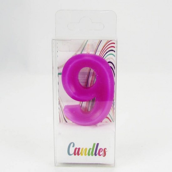9 Dokuz Rakamlı Pembe Mum 6.5 Cm