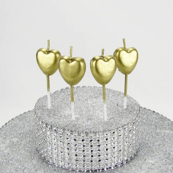 Gold Renk Kalp Mumlar 4 Adet