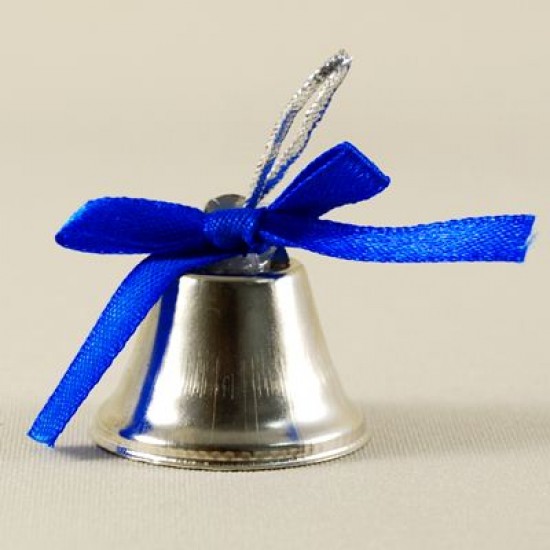 Metal Çan Mavi Kurdelalı Yılbaşı Ağacı Süsü 12 Adet