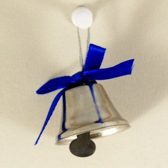 Metal Çan Mavi Kurdelalı Yılbaşı Ağacı Süsü 12 Adet