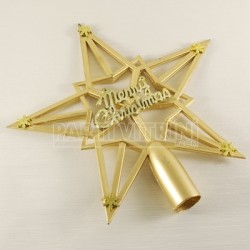Yıldız Merry Christmas Altın Renk Yılbaşı Ağacı Plastik Tepe Süsü