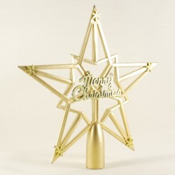 Yıldız Merry Christmas Altın Renk Yılbaşı Ağacı Plastik Tepe Süsü
