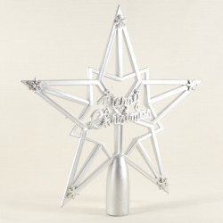 Yıldız Merry Christmas Gümüş Gri Yılbaşı Ağacı Plastik Tepe Süsü