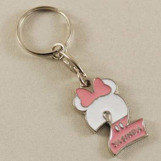 2 Yaş Minnie Mouse Temalı Pembe Beyaz Metal Anahtarlık