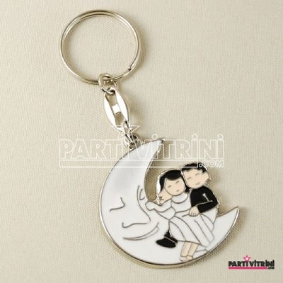 Aydede Üzerinde Oturan Gelin Damat Metal Anahtarlık