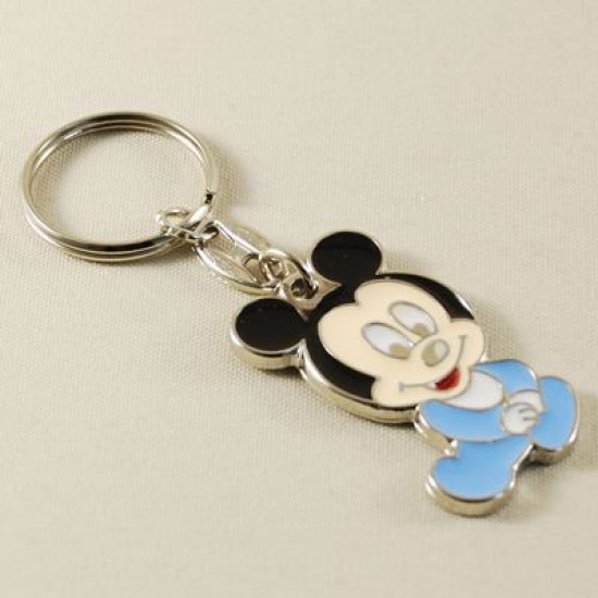 Bebek Mickey Mouse Figürlü Mavi Metal Anahtarlık