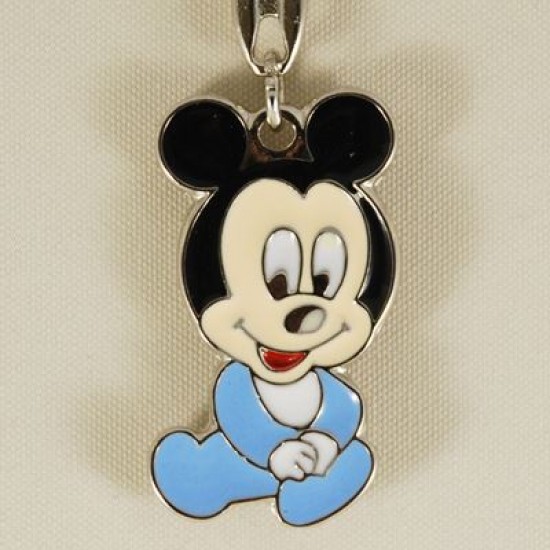 Bebek Mickey Mouse Figürlü Mavi Metal Anahtarlık