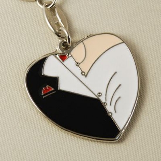 Kalp Şeklinde Gelinlik Ve Damatlık Metal Anahtarlık