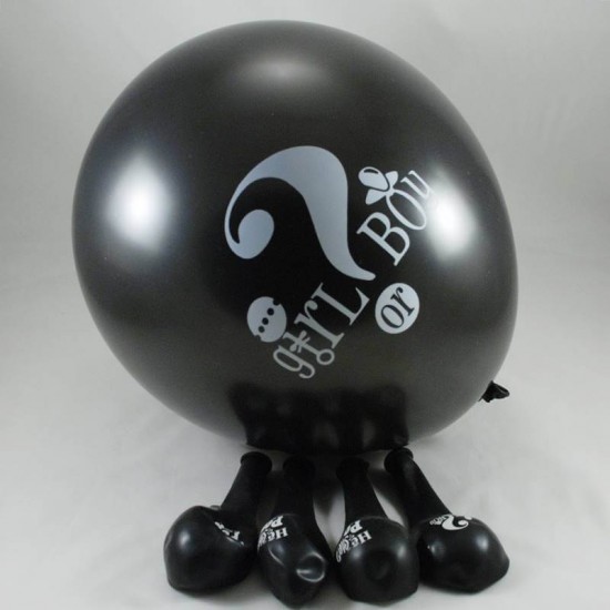 Cinsiyet Balonu Siyah Renkli 12 li Balon Seti