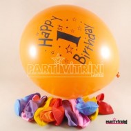 1 Yaş Happy Birthday Rengarenk 12 li Balon Seti