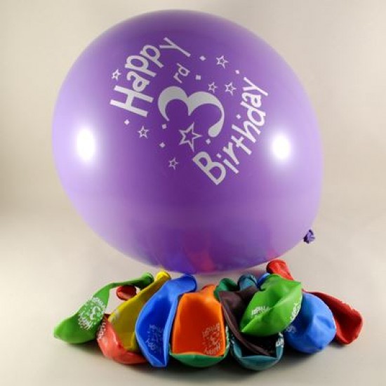 3 Yaş Happy Birthday Karışık Renkli 12 li Balon Seti