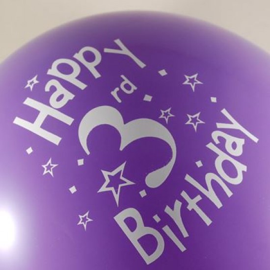 3 Yaş Happy Birthday Karışık Renkli 12 li Balon Seti