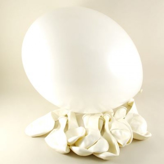 Beyaz Renkli Metalik 12 li Balon Seti