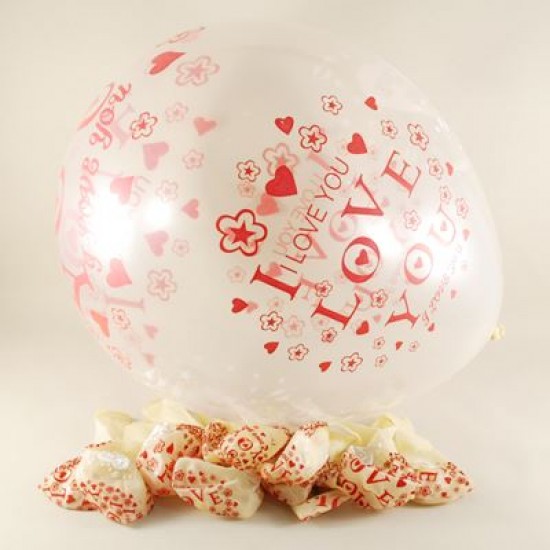 I Love You Yazılı Ve Kalpli Şeffaf 12 li Balon Seti