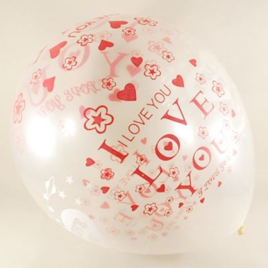 I Love You Yazılı Ve Kalpli Şeffaf 12 li Balon Seti