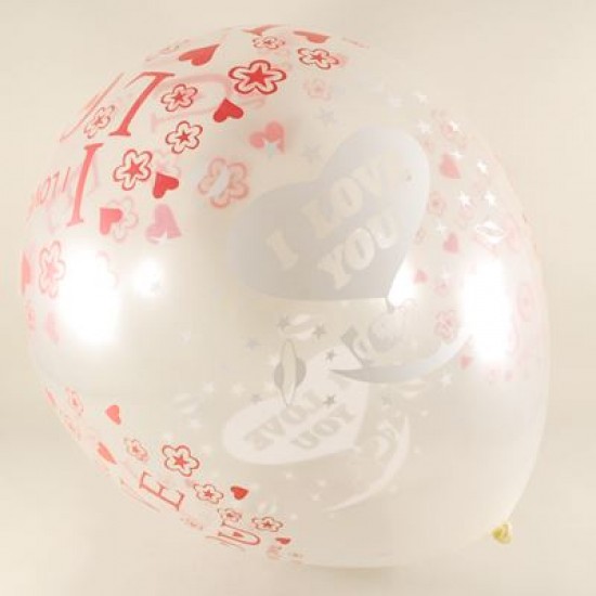 I Love You Yazılı Ve Kalpli Şeffaf 12 li Balon Seti