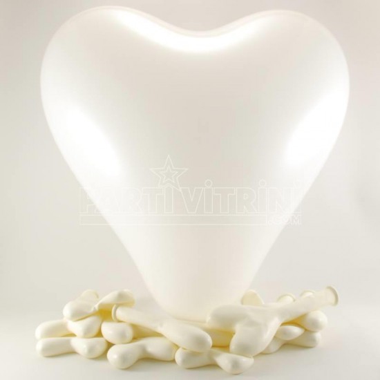 Kalp Şekilli Beyaz Balon 12 Adet