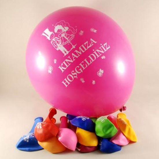 Kınamıza Hoşgeldiniz Renkli 12 li Balon Seti