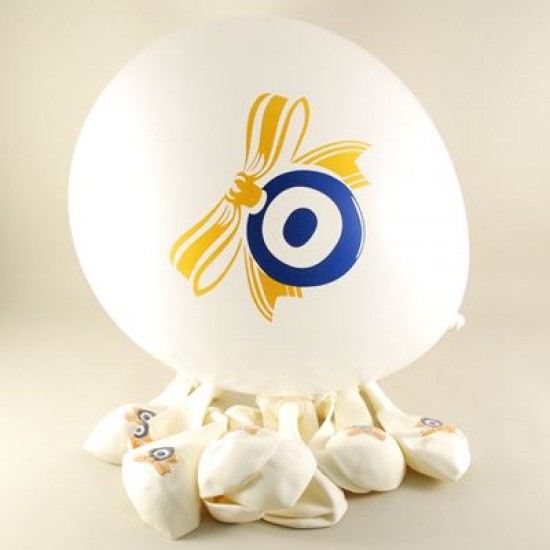 Nazar Boncuğu Resimli Beyaz 12 li Balon Seti