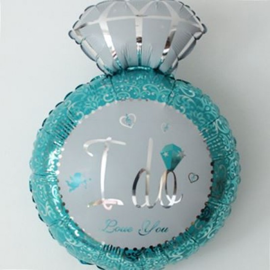 Tek Taş Yüzük Mavi Büyük Folyo Balon 73 Cm