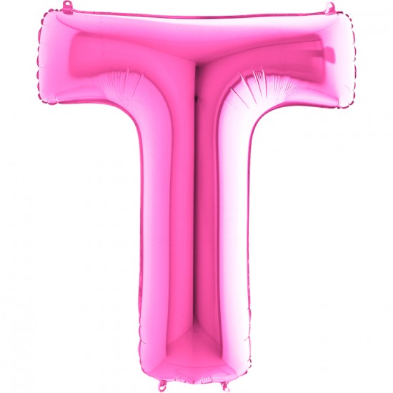 T Harf Grabo Fuşya Folyo Balon 102 cm